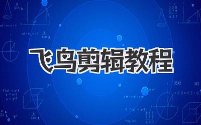 飞鸟剪辑教程