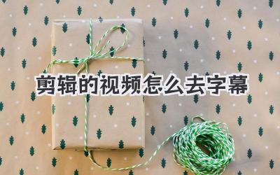 剪辑的视频怎么去字幕