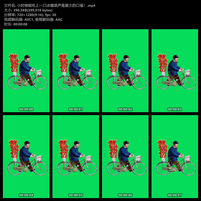 卖冰糖葫芦的大爷绿幕视频素材