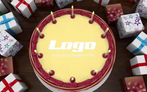 生日蛋糕主题LOGO展示PR模板