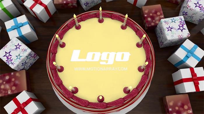 生日蛋糕主题LOGO展示PR模板