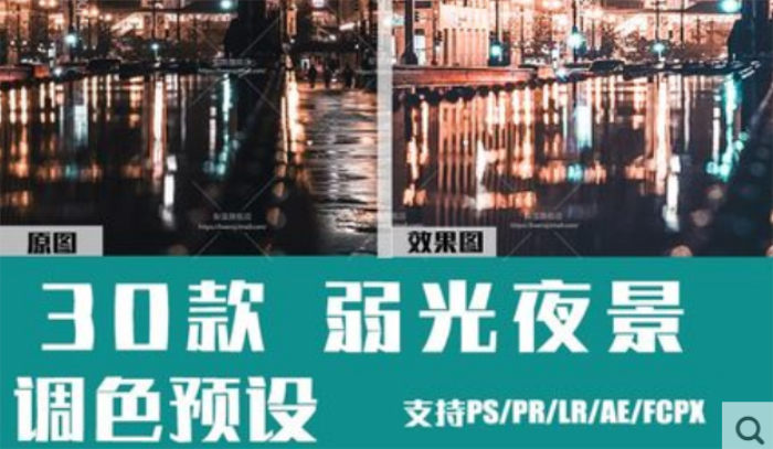 lightroom预设夜景弱光人像街拍摄PS/PR/达芬奇/AE/LUT调色