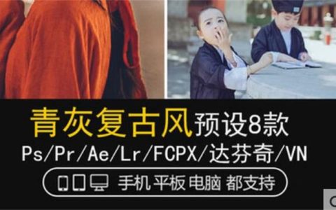 LR预设古风复古汉服古装PS人像FCPX达芬奇APP手机版滤镜PR调色LUT