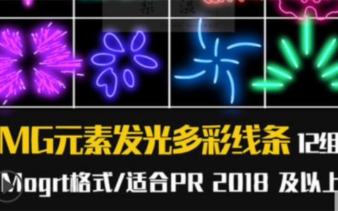 Pr霓虹发光线条MG动画元素视频卡通插件模板预设效果