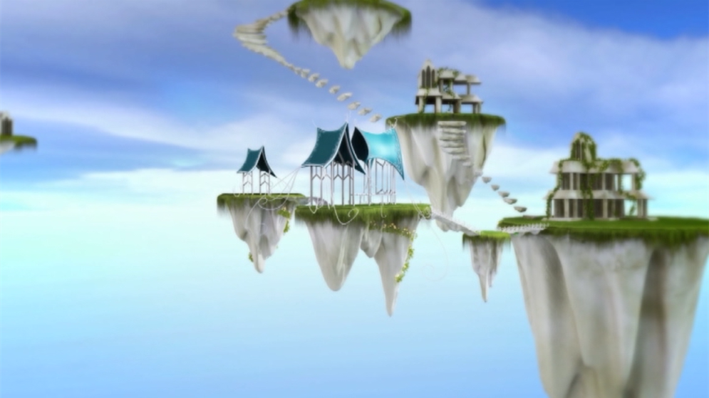 【天空之城】浪漫唯美梦幻夜空筑梦国度舞台背景视频素材
