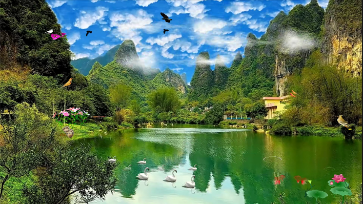 【唯美茶园】苗族山歌舞蹈舞台无水印风景背景视频素材