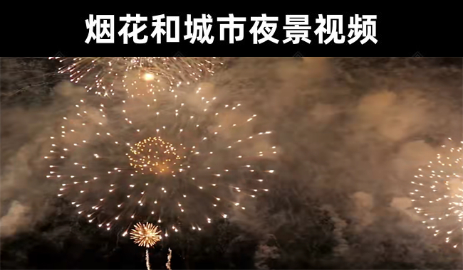 19款4K实拍漂亮的夜晚烟花和城市夜景高清视频素材无水印