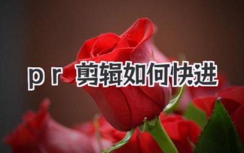 pr剪辑如何快进