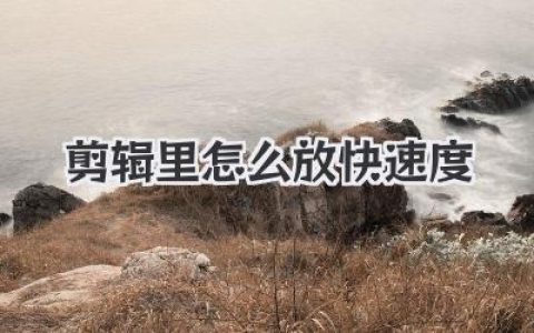 剪辑里怎么放快速度？让你的视频飞起来！
