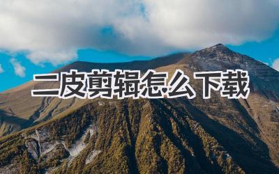 二皮剪辑怎么下载