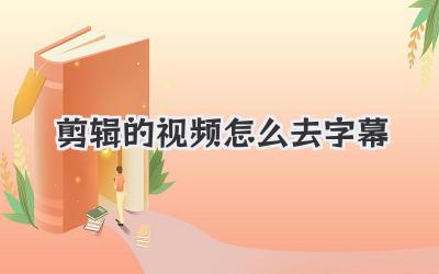 剪辑的视频怎么去字幕