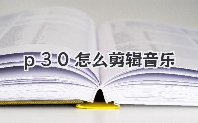 p30怎么剪辑音乐