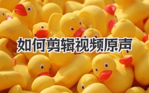 如何剪辑视频原声
