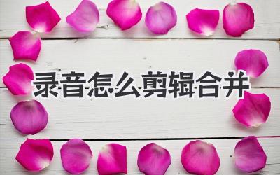 录音怎么剪辑合并
