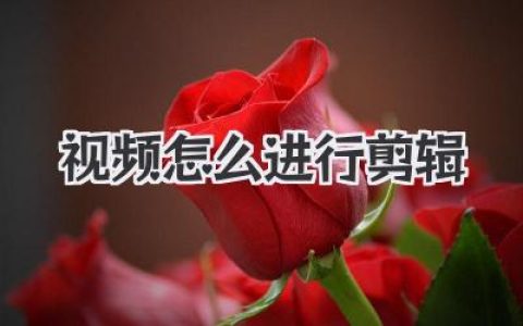 视频怎么进行剪辑