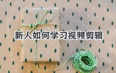 新人如何学习视频剪辑