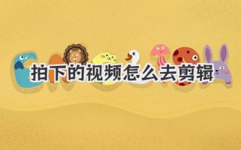 拍下的视频怎么去剪辑
