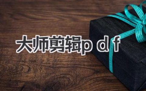 掌握大师剪辑pdf秘籍，专业高效不是梦！