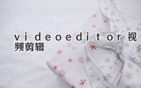 简单易学：VideoEditor视频剪辑软件，新手也能快速上手，轻松制作专业级视频，分享精彩生活！