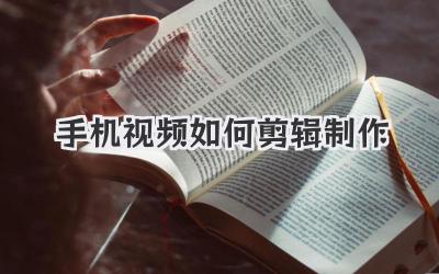 手机视频如何剪辑制作