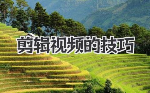 新手入门：剪辑视频的技巧有哪些？掌握这些视频剪辑技巧，你也能成为剪辑高手！