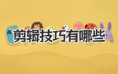 剪辑技巧有哪些