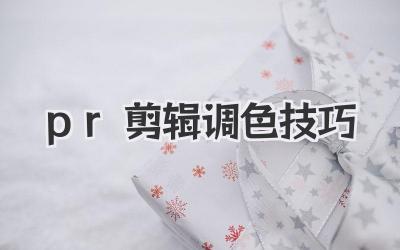 pr剪辑调色技巧