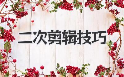 二次剪辑技巧