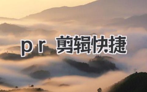 PR剪辑快捷技巧：效率倍增的 Premiere Pro 快捷键与个性化设置，助你快速完成视频剪辑工作。