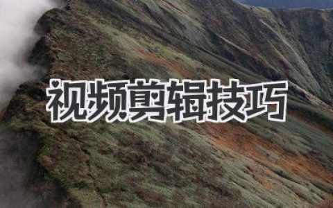掌握实用视频剪辑技巧：小白也能变大神！