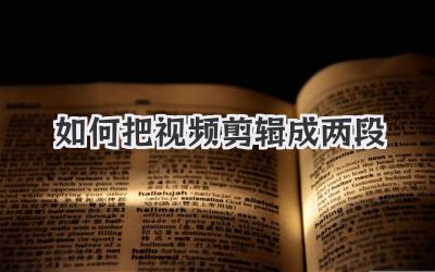 如何把视频剪辑成两段