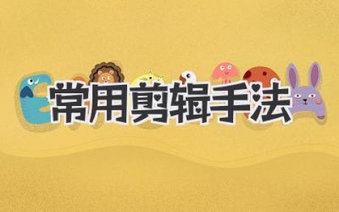 掌握这些常用剪辑手法，视频质感瞬间提升！
