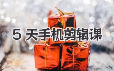 5天手机剪辑课，零基础入门到精通，轻松创作爆款视频