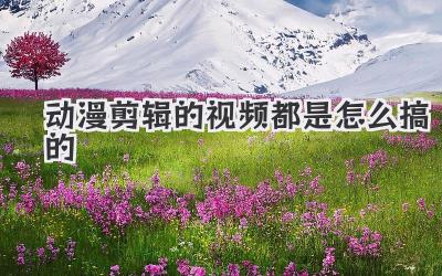 动漫剪辑的视频都是怎么搞的