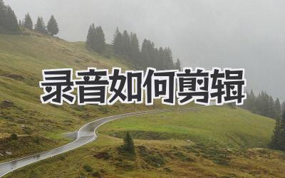 录音如何剪辑