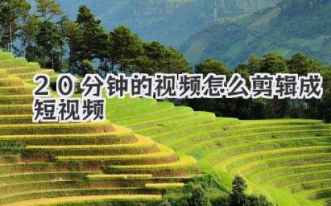 实战干货：20分钟的视频怎么剪辑成短视频？高手思维全揭秘