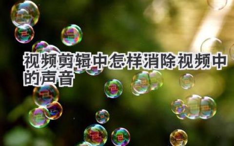 视频剪辑中怎样消除视频中的声音？教程来了，一键静音超简单！
