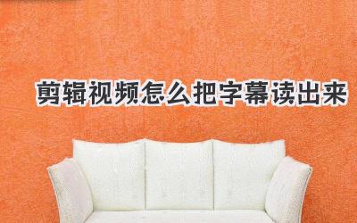 剪辑视频怎么把字幕读出来