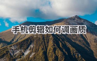 手机剪辑如何调画质