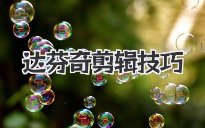 达芬奇剪辑技巧